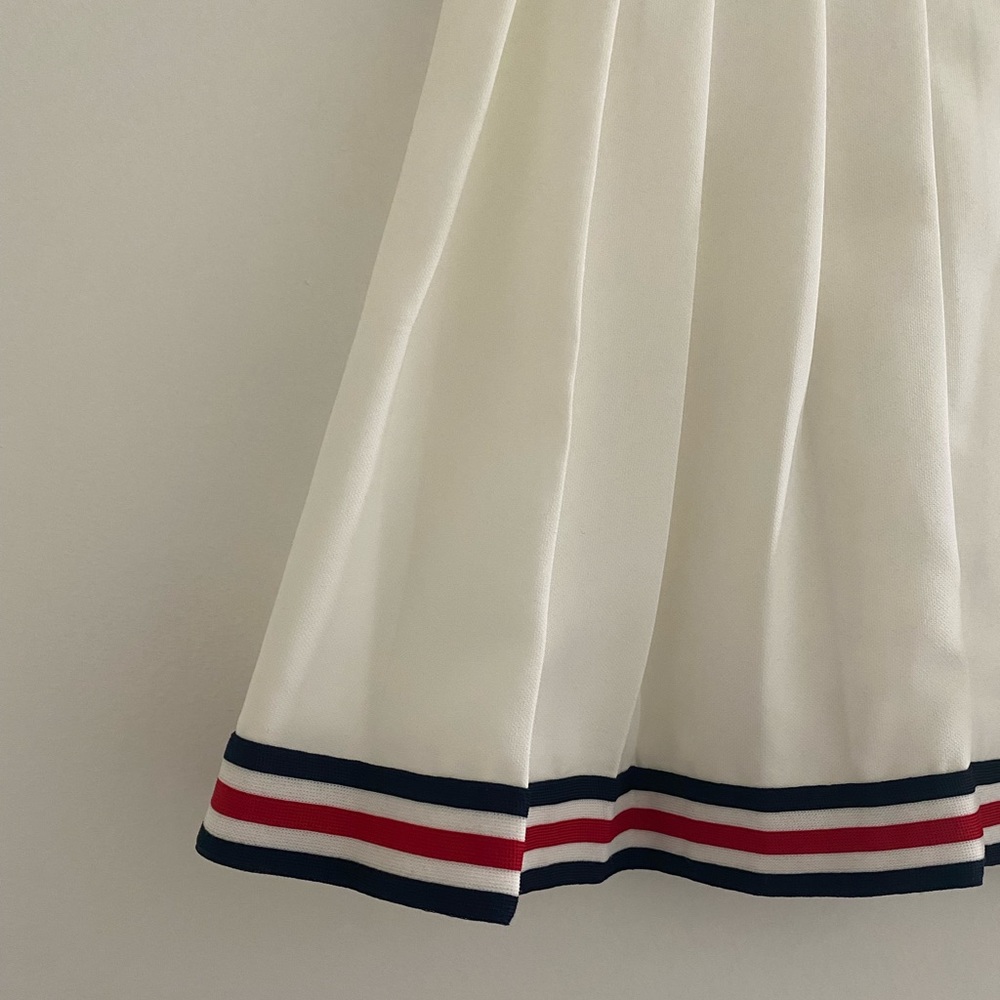 White with red blue stripe Pleated Mini skirt - Picture 3 of 4